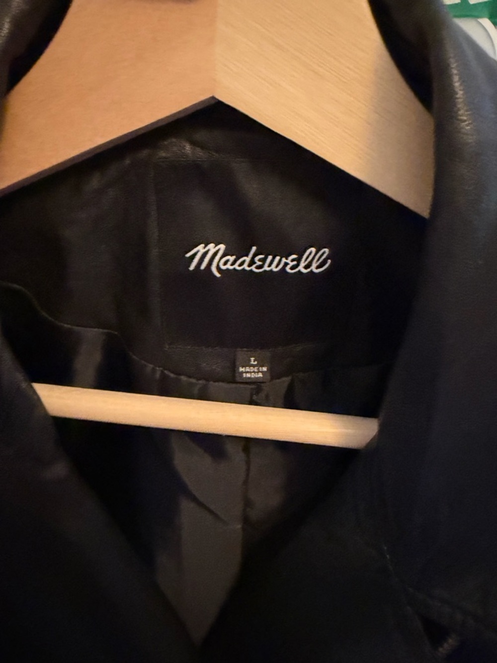 NWOT Madewell Black Washed Leather Motorcycle Jacket: Brass Hardware Edition - Picture 7 of 7